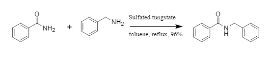 Reacción de transamidación catalizada por tungstato modificado